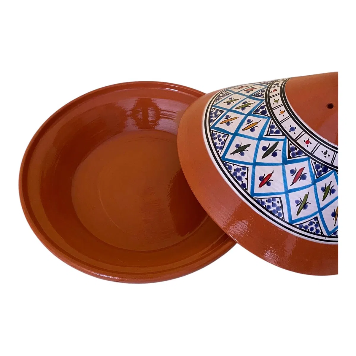 La Maison Unique: Tajine Terracotta Marocchina Tunisina Diametro 32cm Pentola a Pressione Con Coperchio Piatto Etnico Marocchino Cucina Salutare - Qualità Premium - Turchese
