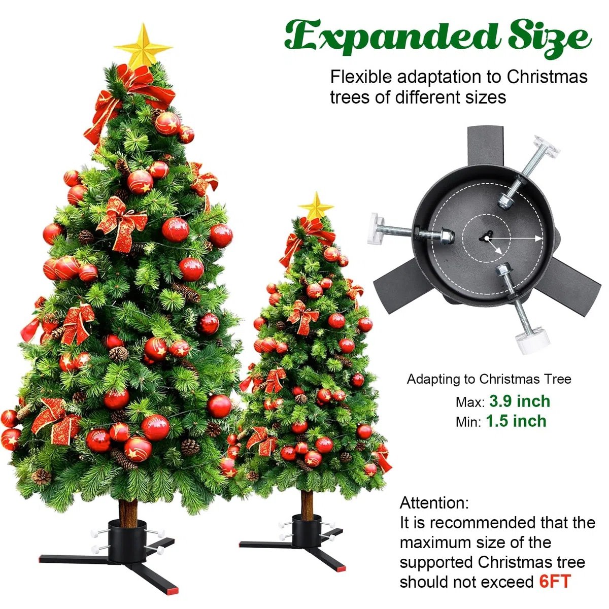 Base Albero di Natale, Robusto Supporto per Albero di Natale per Tronchi di Alberi di Natale Vivi, Base per Albero di Natale Adatto a Alberi di Diametro Fino a 140 mm