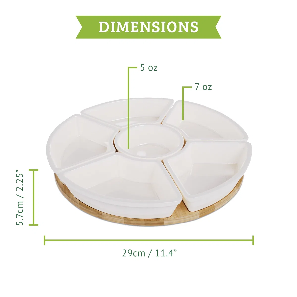 Set Aperitivo Girevole con 6 Piattini Rimovibili - Antipastiera Aperitivo Moderno in Ceramica - Ciotole Aperitivi, Antipasti, Compleanni - Vassoio Aperitivo per Salse, Patatine, Noccioline