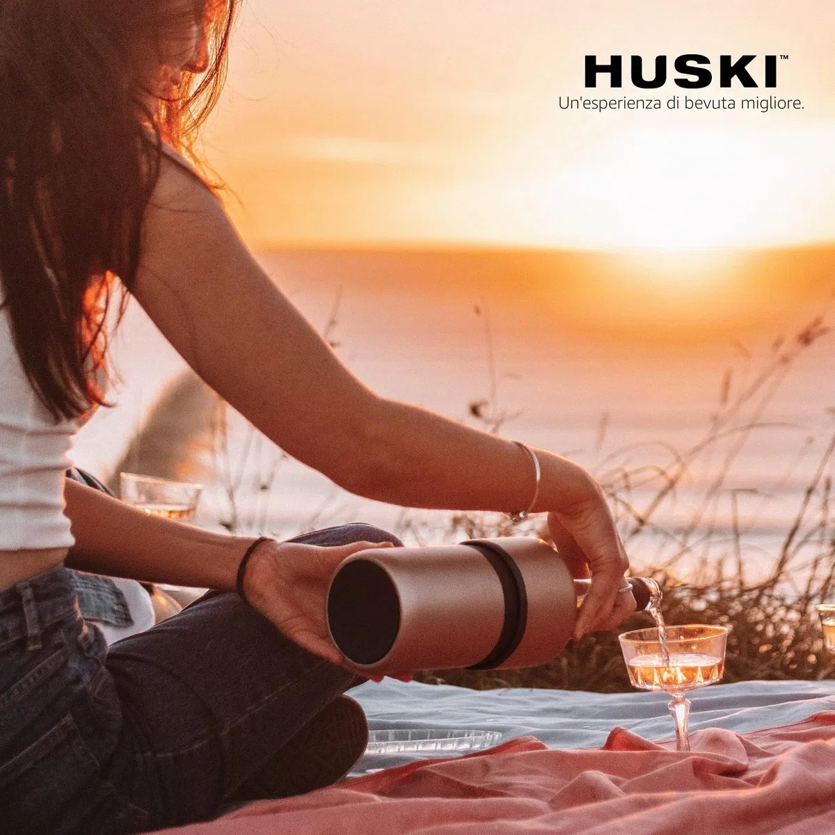 Huski Refrigeratore per vino senza ghiaccio di alta qualità, mantiene il vino freddo fino a 6 ore, design premiato, accessorio per vino, si adatta ad alcune bottiglie di champagne (acciaio spazzolato)
