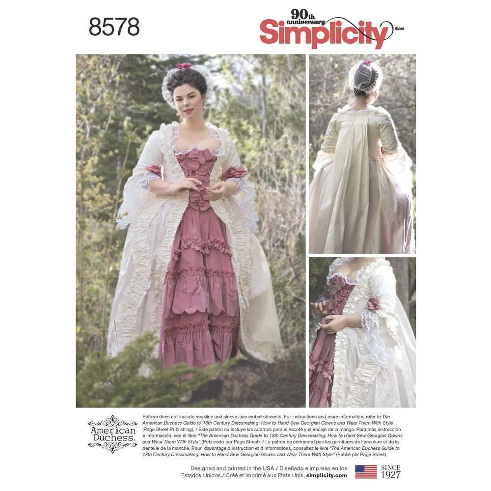 Simplicity Simplcity 85788-Cartamodello per Abito da Donna del XVIII secolo, Carta, Bianco, R5 (14-16-18-20-22)