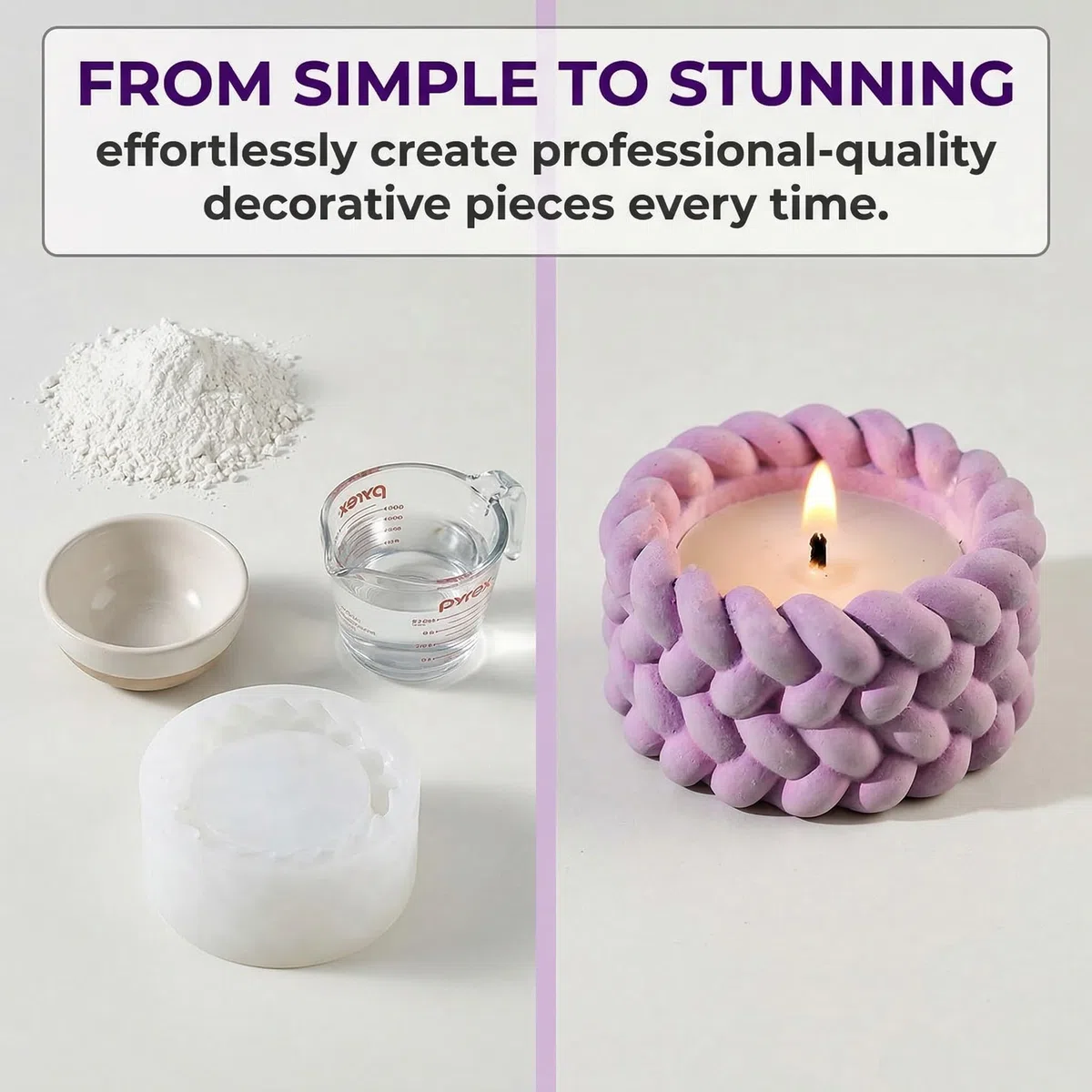 2 Stampi in Silicone per Gesso, Stampi per Candele in Vetro, per Creare Portacandele e Vasi, Ideali per Aromaterapia e Decorazione, 3.1cm*6.1cm, Bianco