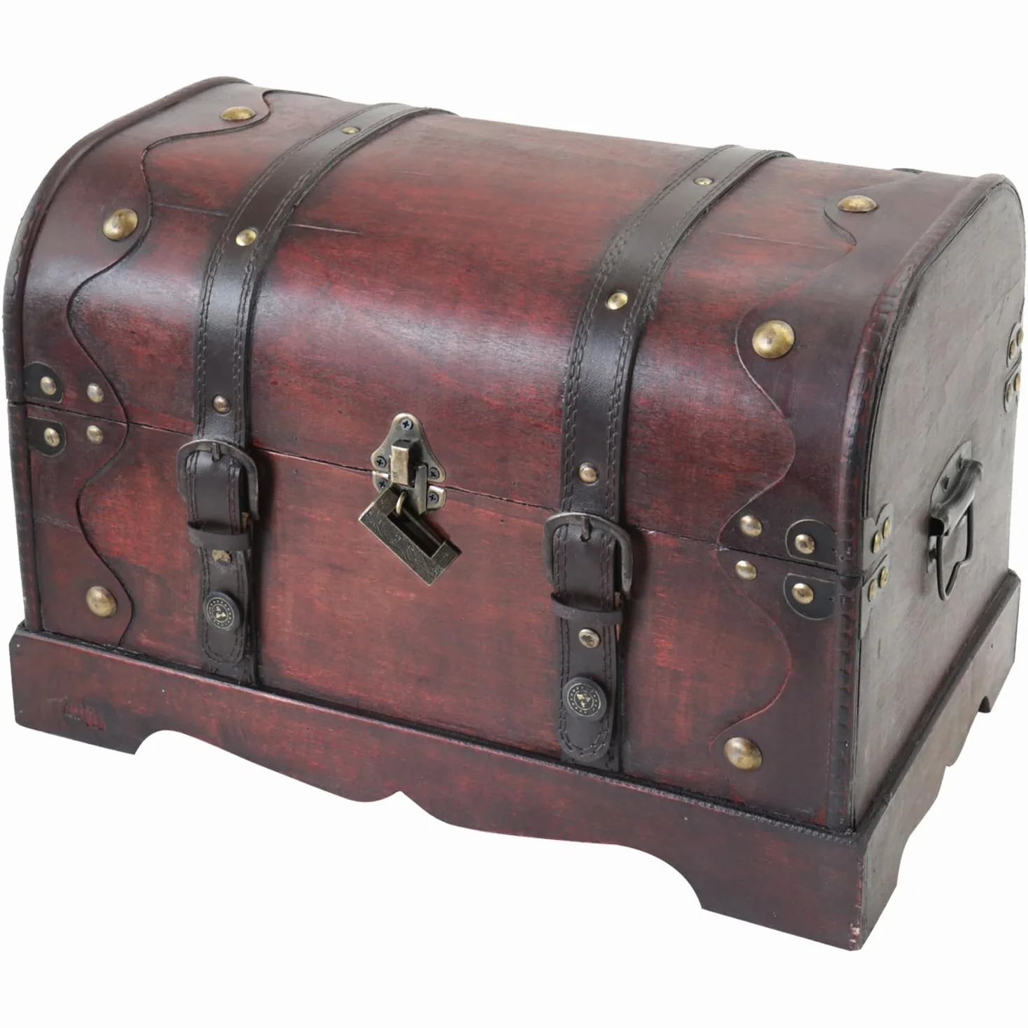 HMF Scrigno in Legno Grande con Serratura Decorativa, Cassa del Tesoro per Feste di Compleanno Bambini | 40 x 23 x 27 cm | Cambogia