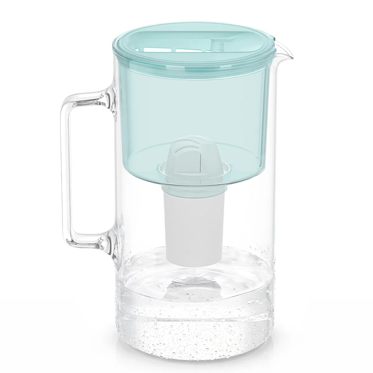 Wessper Caraffa Filtrante di Vetro con 1 Cartuccia Aquaclassic (Compatibile con Brita Classic), Elimina Cloro, Impurità e Metalli Pesanti, 3 Litri, Menta