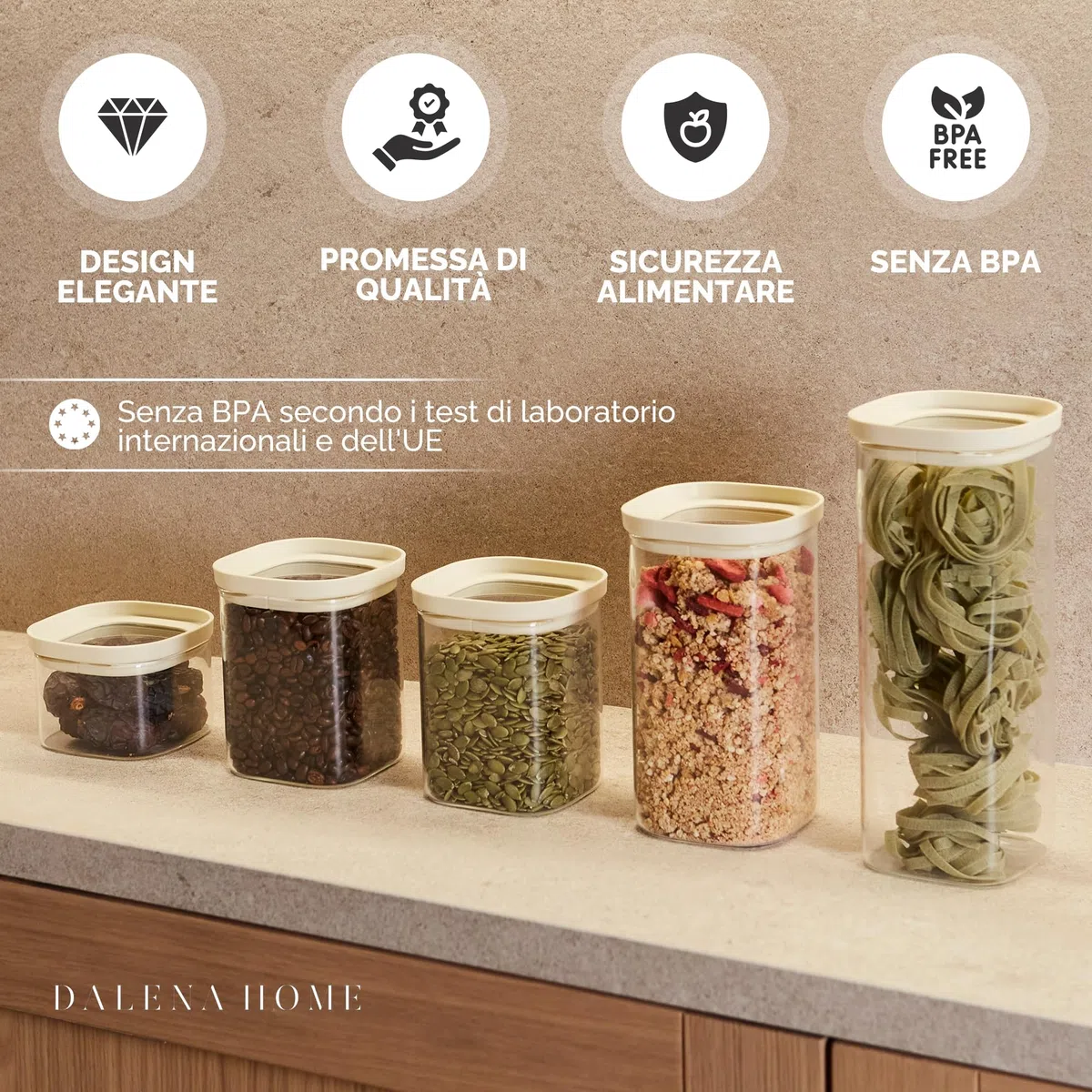 Set di 4 Barattoli di Vetro con Coperchio robusto Vetro Borosilicato + Etichette (4x 1500ml) Contenitore Ermetico per Alimenti - Contenitori per Pasta