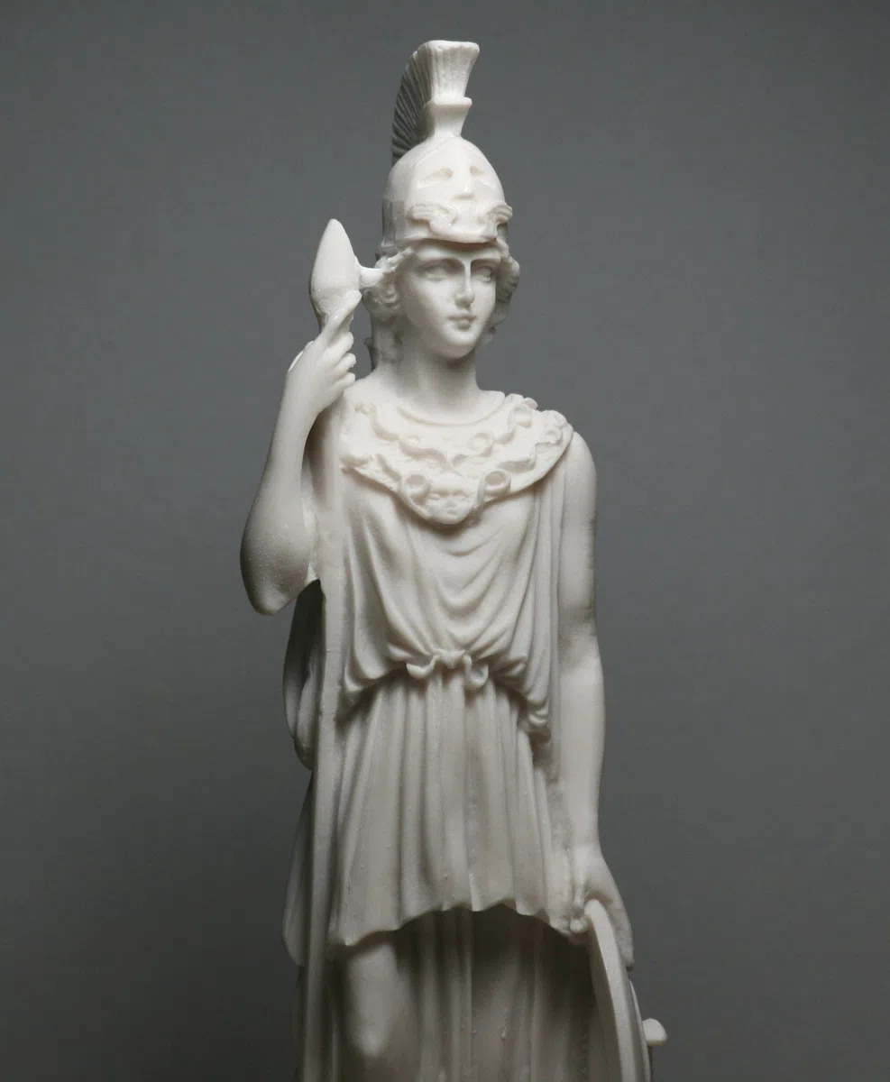 Statua in alabastro Atena Minerva della Saggezza, realizzata a mano, 24,9 cm
