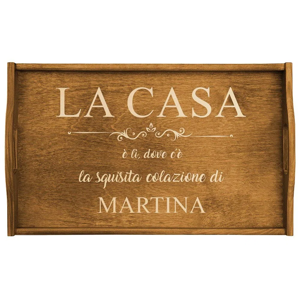Maverton Vassoio da Colazione a Letto Personalizzato - Tavolino Pieghevole in Legno con Manici - Colore Marrone Chiaro - Incisione Laser - 50 x 30 cm - regalo donna - Casa