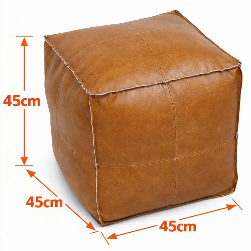 Pouf Quadrato in Ecopelle Marrone 45cm - Puff Contenitore Morbido e Resistente, Poggiapiedi Multifunzionale per Salotto, Camera da Letto, Sgabello, Capacità Fino a 100kg