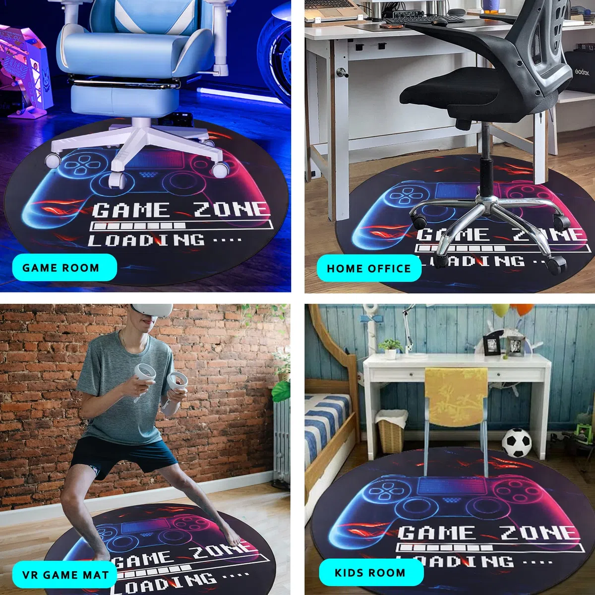 Capslpad Tappetino per sedia da gaming, per pavimenti in legno duro, antiscivolo, protezione per il pavimento, tappetino in gomma per sedia da gaming, decorazione per la casa e l'ufficio (rotondo, 120