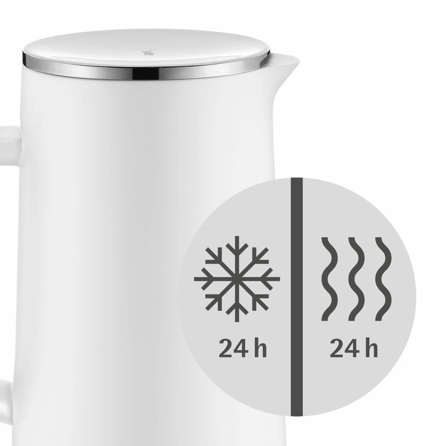 WMF Impulse Thermos da 1 l, Thermos per caffè o tè, Tappo a Vite, Mantiene Le Bevande Fredde e Calde per 24 Ore, Thermos per caffè o tè, Bianco, Acciaio Inossidabile, plastica