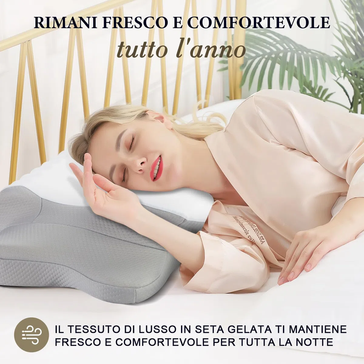 Cuscino Cervicale Memory Foam, Cuscino Ortopedico per Dormire con Supporto per Collo e Spalle, Doppia Altezza 10/13 cm, Federa Traspirante Sfoderabile Lavabile, 64x39 cm, Grigio Chiaro