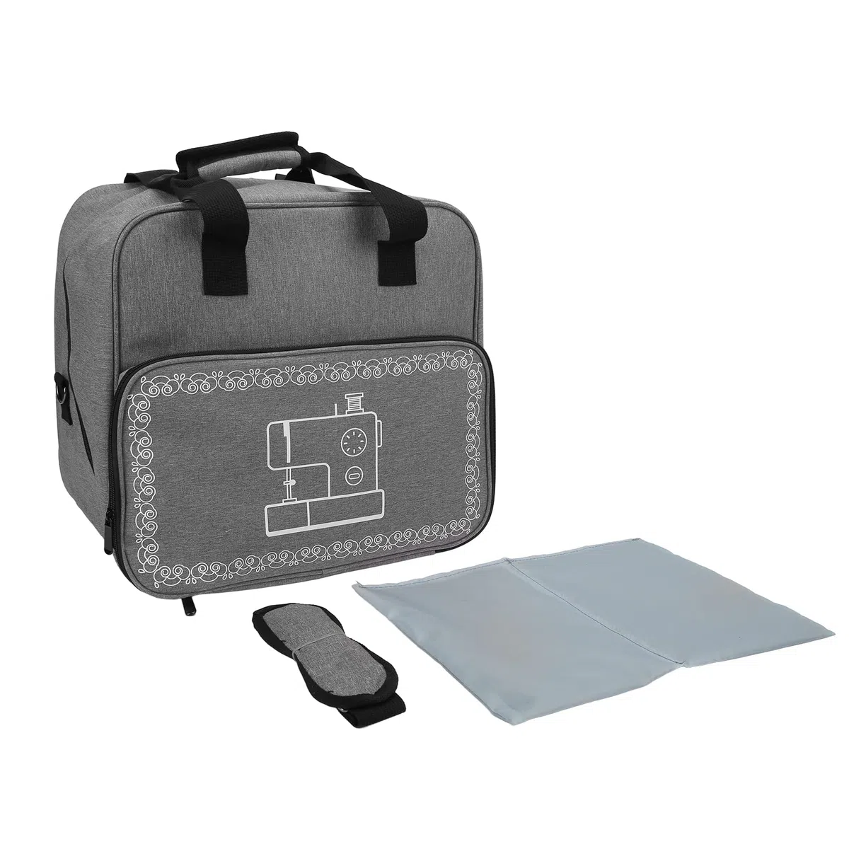 Sacca da trasporto della macchina da cucire, grande capacità, tasche di archiviazione multipla con spalline, resistente, pratico, con la maggior parte standard (Grigio)