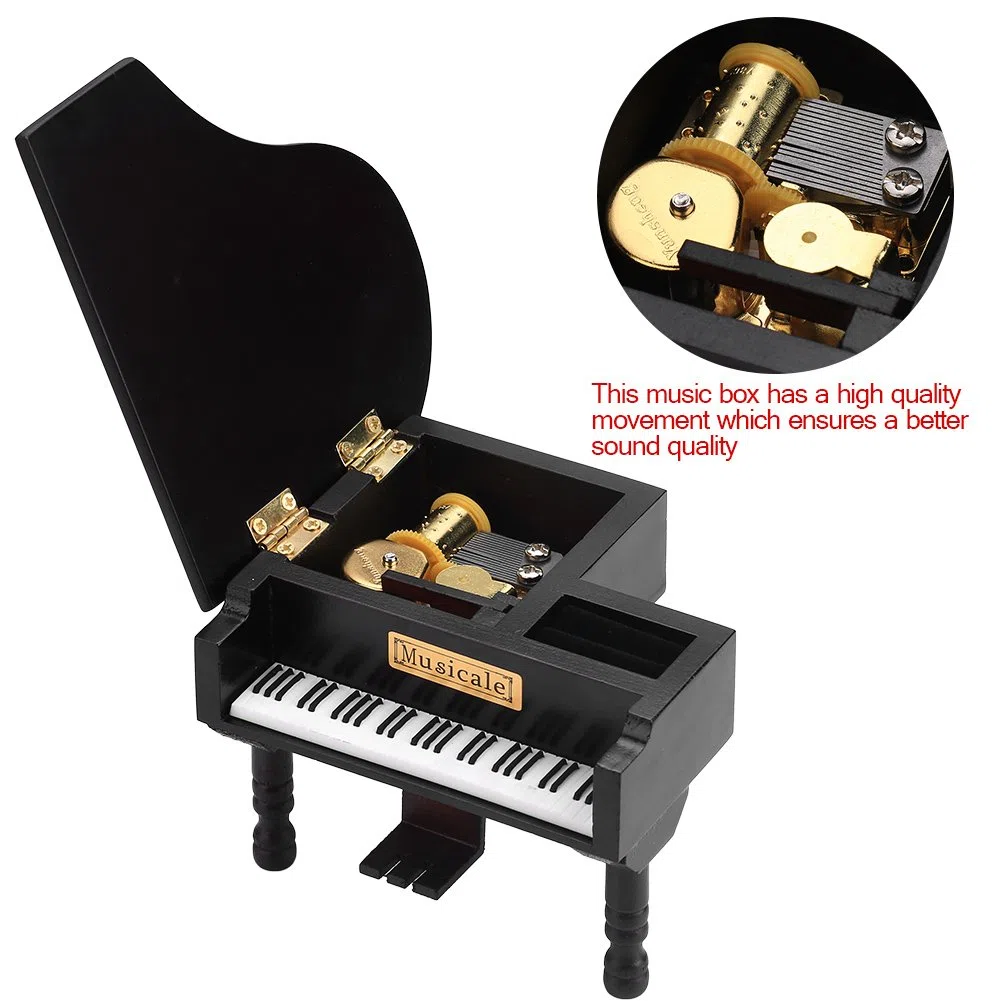 Carillon Musicale con Melodie: Castle in The Sky Carillon a Forma di Pianoforte con Piccolo Sgabello Carillon in Legno Creativo Regalo per Natale, Compleanno