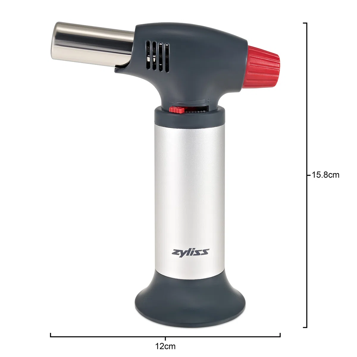 Zyliss E980202 Fiamma Ossidrica da Cucina, Acciaio Inossidabile, Plastica, Argento, Nero, Strumento di Cottura per Rosolare, Caramellare Alimenti, Facile da Ricaricare