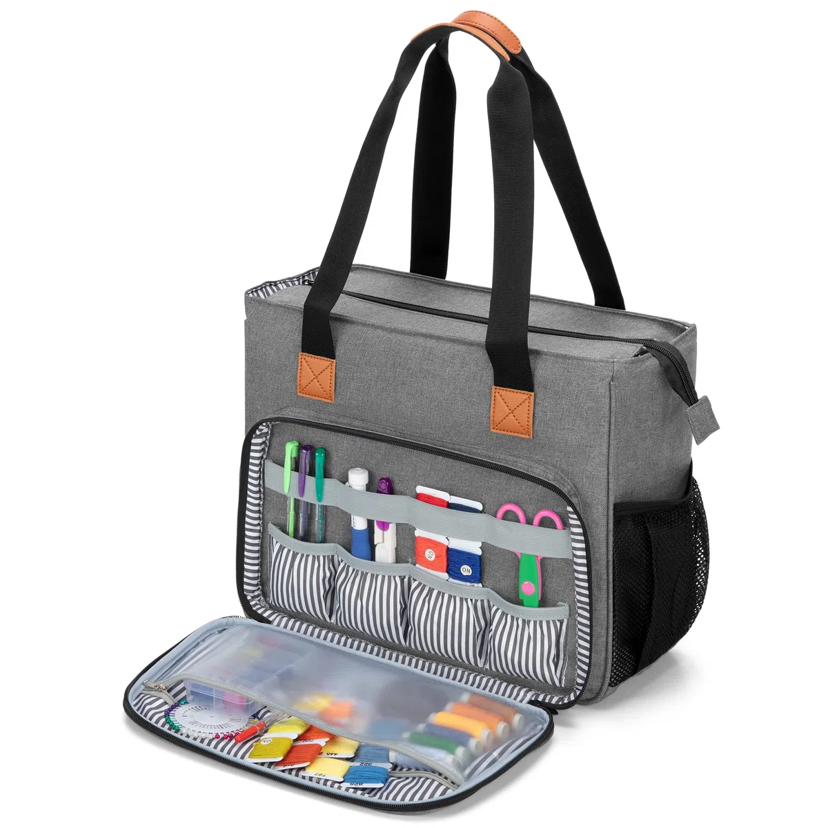 Luxja Borsa per Kit Ricamo, Borsa per Filo da Ricamo, Borsa di Immagazzinaggio per Kit da Ricamare, Grigio