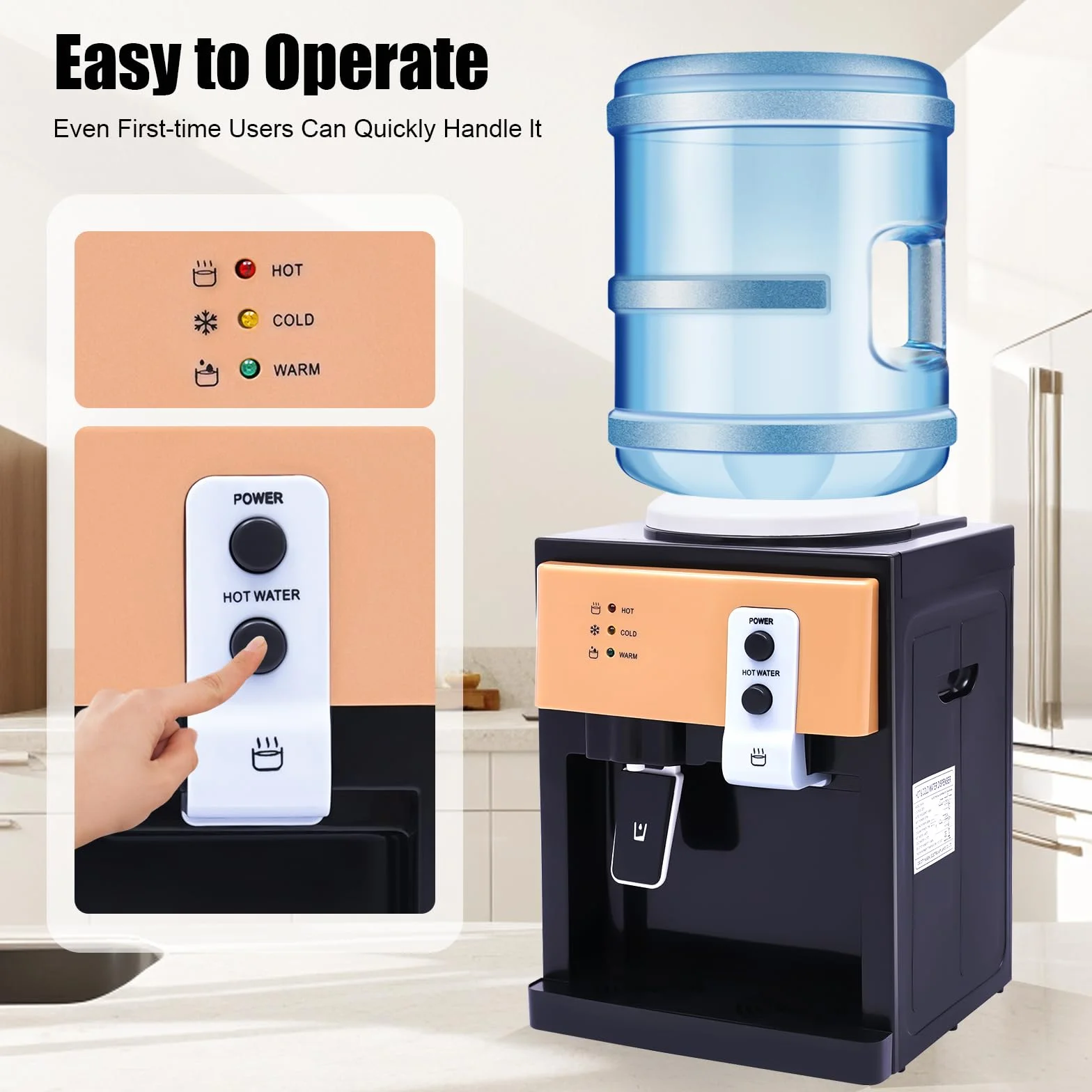 Dispenser di acqua automatico, 550 W, dispenser di acqua elettrico con raffreddamento, dispenser di acqua calda, dispenser di acqua fredda per scrivanie, comodini, tavolini da caffè
