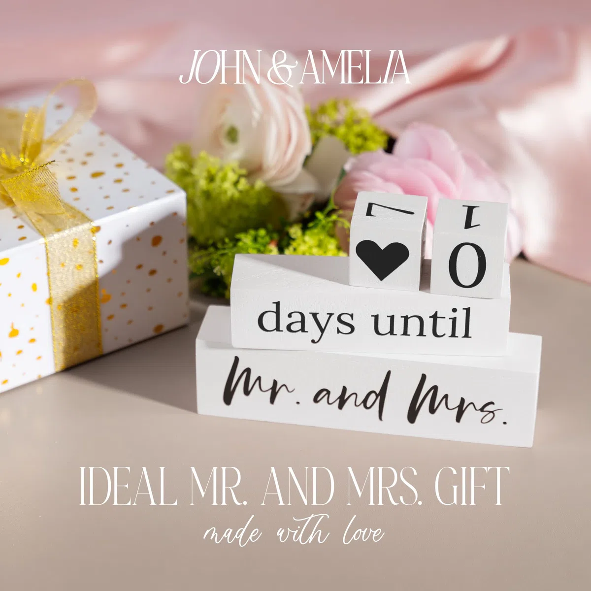 365 blocchi per conto alla rovescia per matrimoni, calendario a 2 lati, regalo di fidanzamento per anniversario, coppie, per il giorno del matrimonio rustico e conto alla rovescia, ideale come regalo