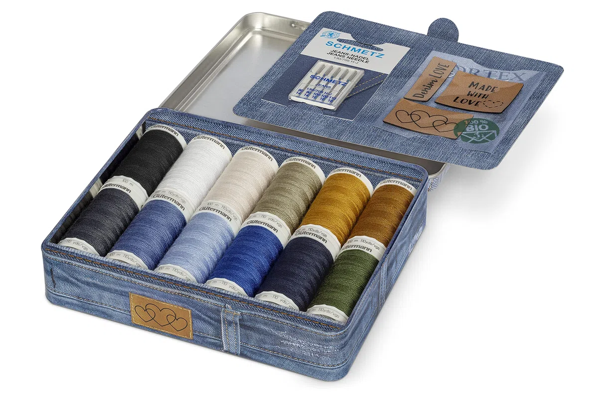 Gütermann Creativ Denim Scatola, Polyester, Multicolore, 16.6x14.2x3.5cm