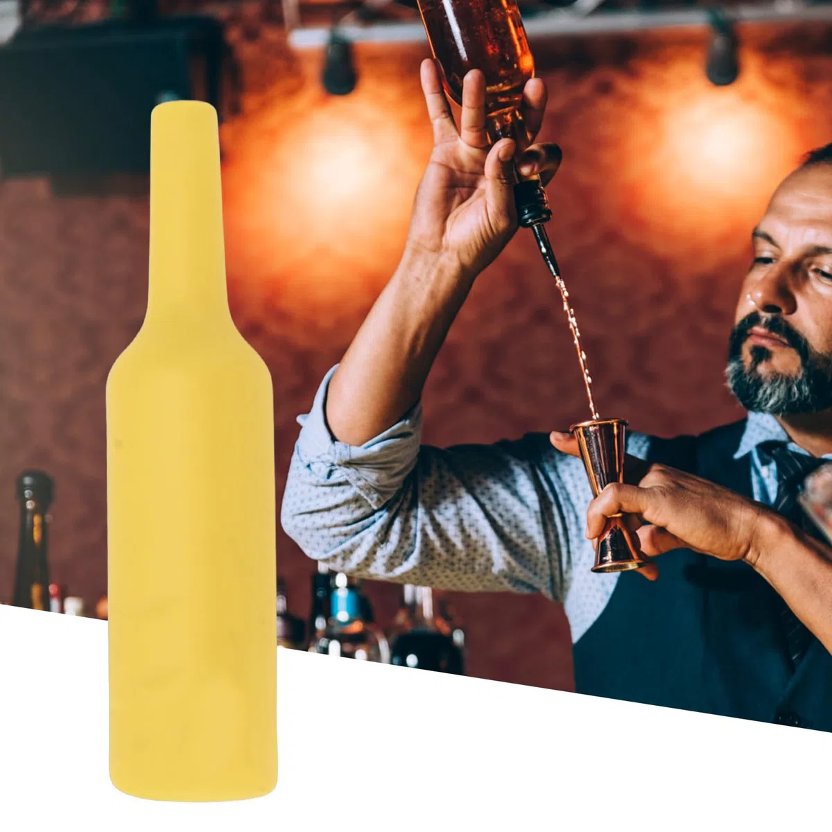 Flair Bottles Practice, Bottiglia per Pratica, Pratica Bottiglia da in Silicone Infrangibile, Pratica Bottiglia da Bar per Vino Shaker, Bicchieri in Silicone