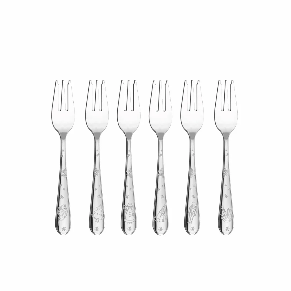 Villeroy & Boch - Toy’s Delight set di forchettine da dolce 6 pezzi argento, lavabile in lavastoviglie, posate in platino, set posate per 6 persone, forchette dessert, forchette piccole, acciaio inox