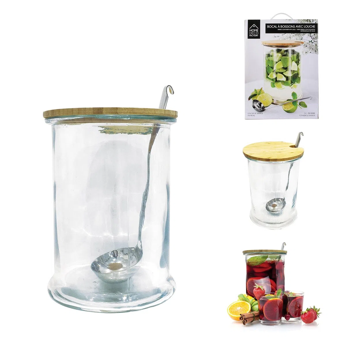 HOME DECO FACTORY Barattolo, 5 L, Trasparente/Marrone