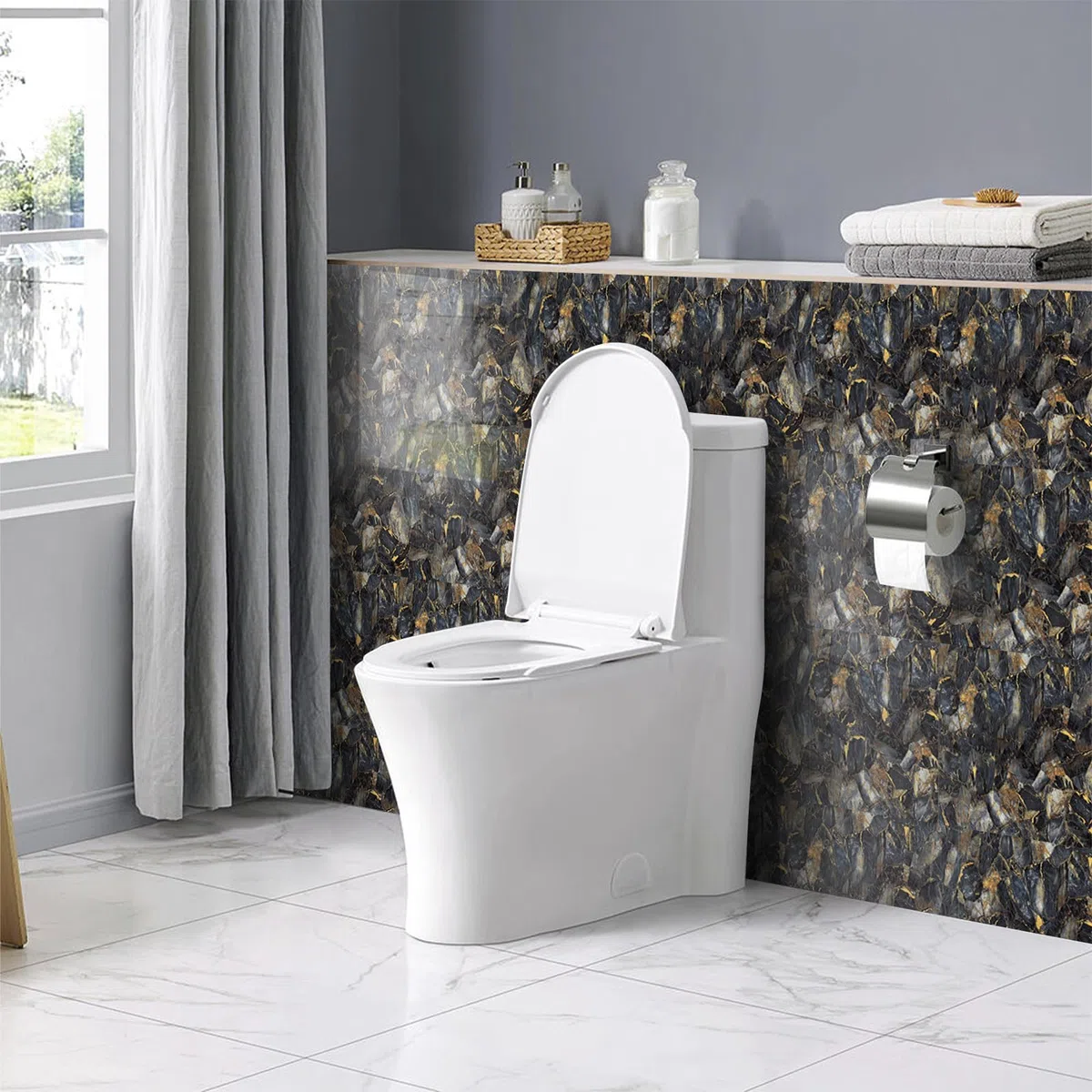 10 pezzi di adesivi per piastrelle in marmo, 60x30 cm, adesivi autoadesivi per parete, rimovibili e impermeabili in PVC lucido, per cucina, bagno e decorazione della casa (A1)
