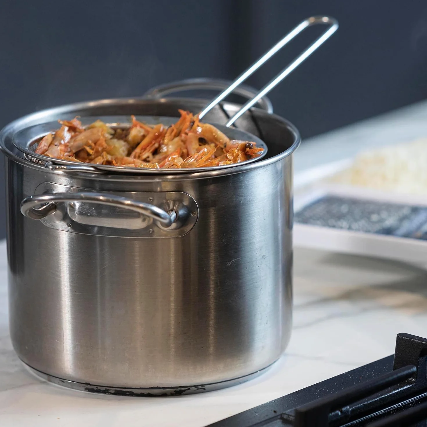 Arga - Set 3 Colino Cinese Perforato Conico in Acciaio Inox - Chinoise, Scolapasta con Manico, Filtro per Pasta, Riso, Verdura - Scola Pasta da Cucina