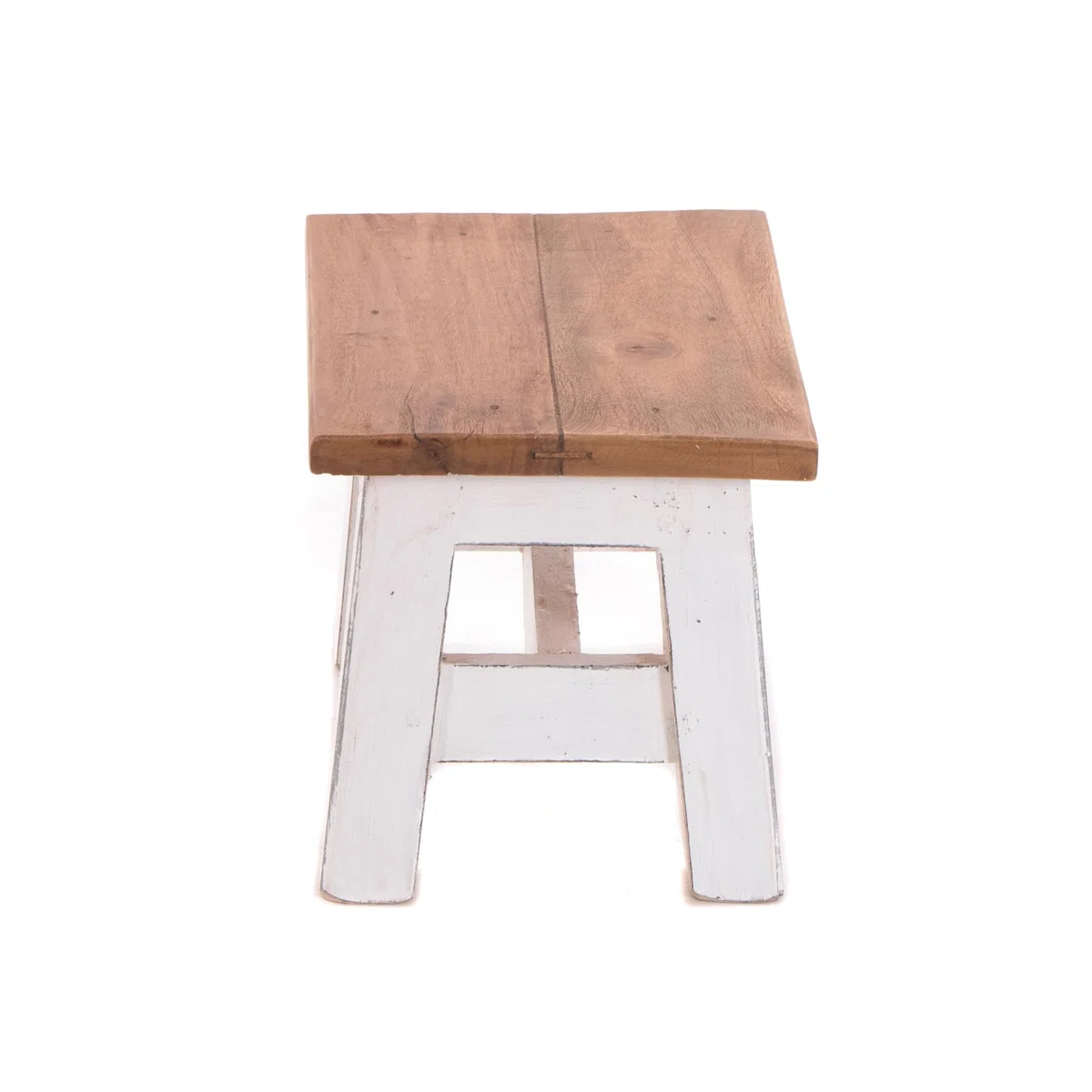 DESIGN DELIGHTS - Sgabello rustico Monte, 21 x 30 x 20 cm (altezza x larghezza x profondità), in legno di mogano riciclato, colore: 06, bianco rustico