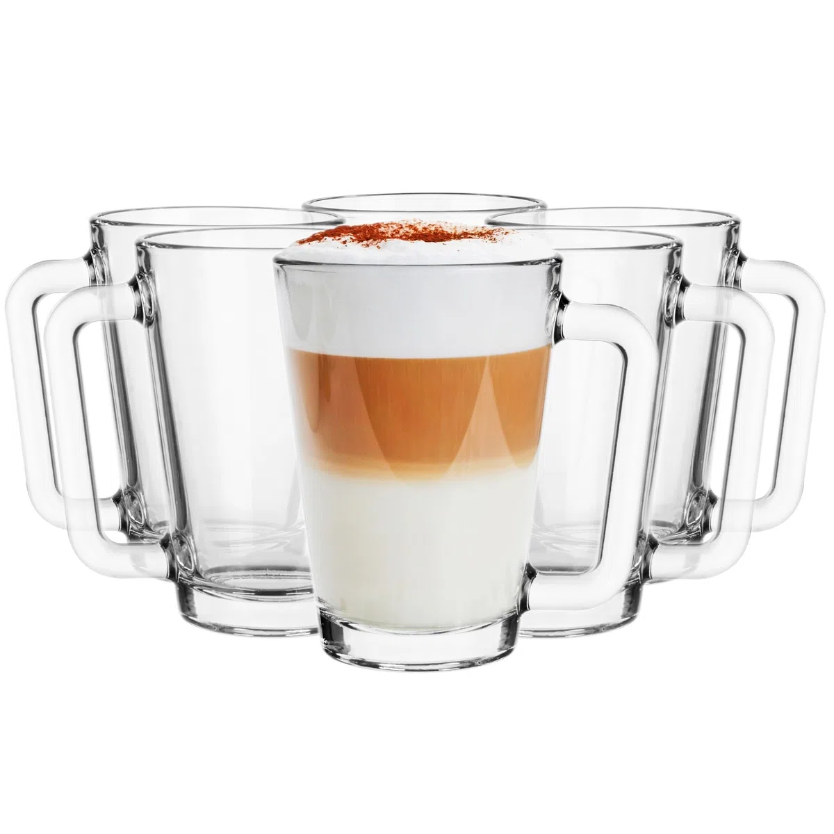 Glasmark Krosno - Set di 6 bicchieri, 250 ml, bicchieri in vetro con manico, orecchio colorato, bicchiere da bere, tazza, bicchiere in vetro con auricolare, lavabile in lavastoviglie