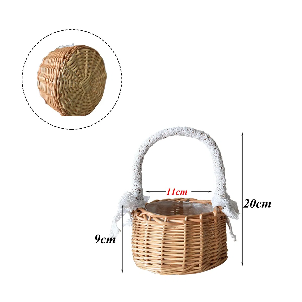 Cestino per Damigelle d’onore Intrecciato a Mano 2 Pezzi Cestino per Fiori Intrecciato Cesto di Vimini per Fiori in Rattan cestino per Damigella Cestini in Vimini con Manico per la Tavola