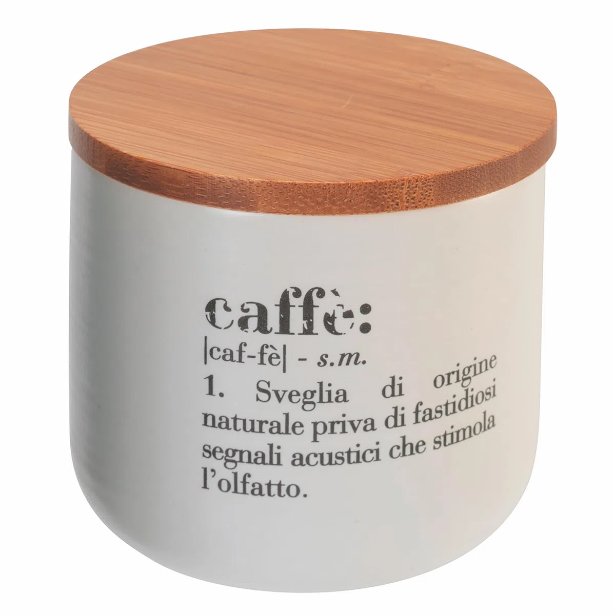 Villa d'Este Home Tivoli Set 3 barattoli sale, zucchero e caffè 500 ml in ceramica, coperchio in bambù, Victionary
