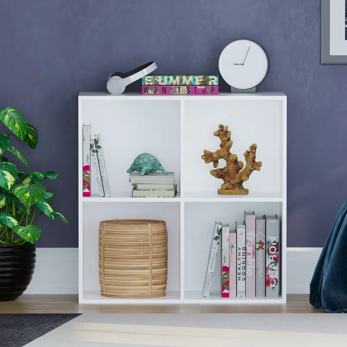 Vida Designs Durham Cube - Libreria per soggiorno, libreria, mobili per casa, ufficio (4 cubi, bianco)
