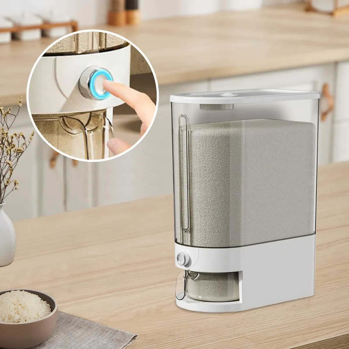 Rice Storage, Food Holder Container, Leakproof Moisture Proof Design, Trasparente Body, Stackable Build, Eccellente per cucina Pantry, Outdoor Meal Prep, Ristorante Bulk Use