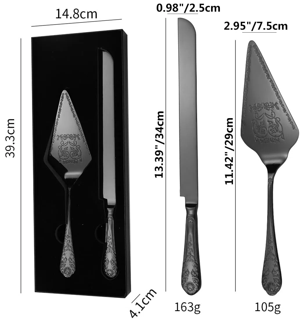 xiaoyu Wedding cake coltello e server set, utensili da taglio della torta in acciaio inossidabile, taglierina della torta incisa vintage e servizio spatola per matrimonio, compleanni, festa nuziale