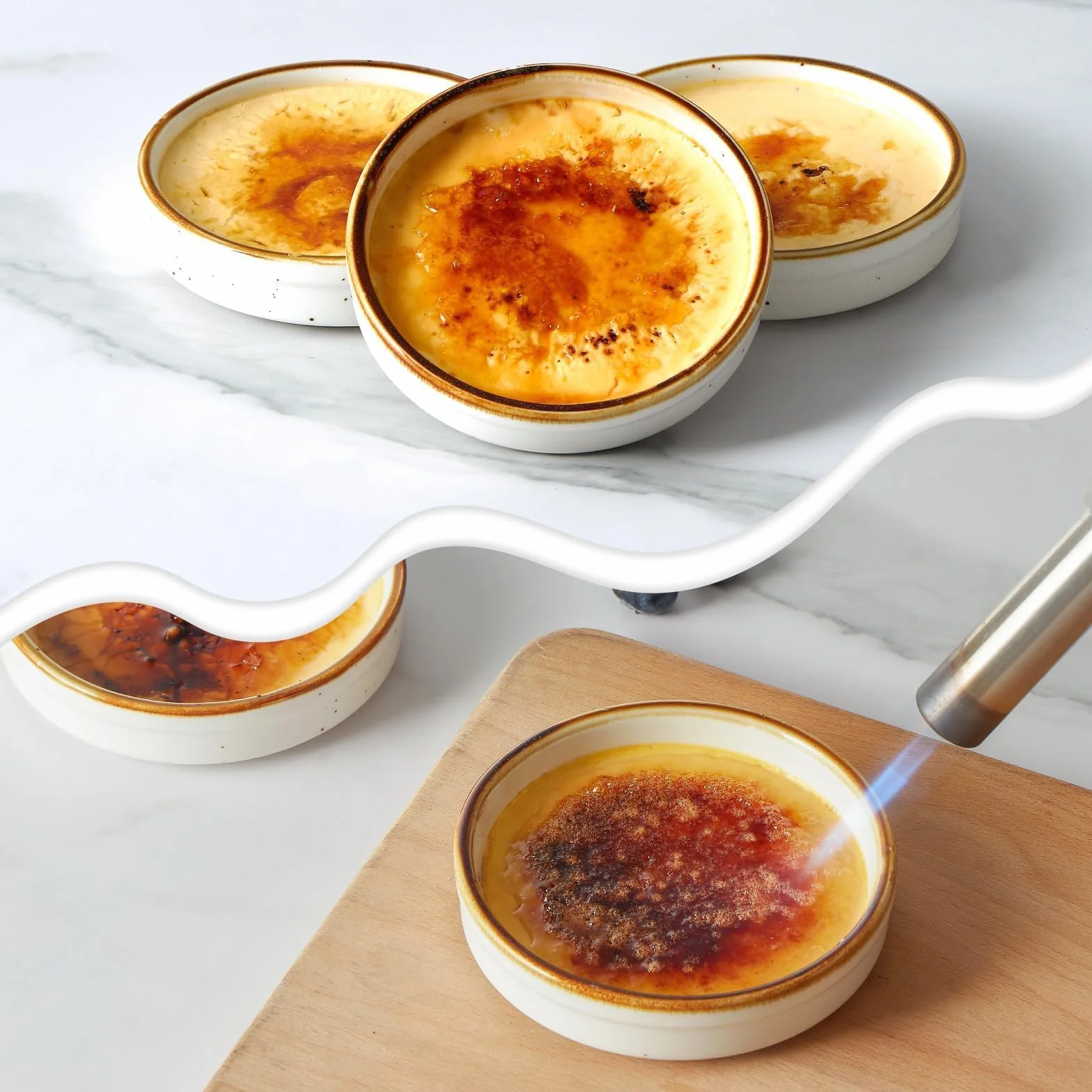 ONEMORE 6 Pirottini da Forno, 11,4 cm, 118 ml Stampo per dolci rotondi in porcellana, Mini stampi per soufflé, Rameins per Creme Brulee, Muffins Quiches, Torte