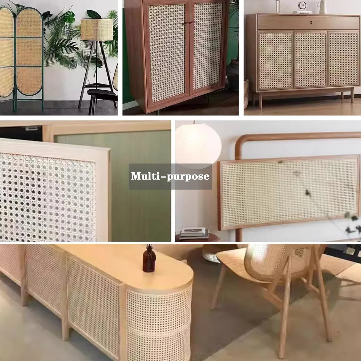 Larghezza 100cm Rattan Naturale Rotolo con Striscia Rattan, Paglia di Vienna per Sedia, Rotolo di Fettuccia in Vimini, Foglio Rete di Canna di Tessitura per Mobili Fai-da-te Armadio(50x100cm)