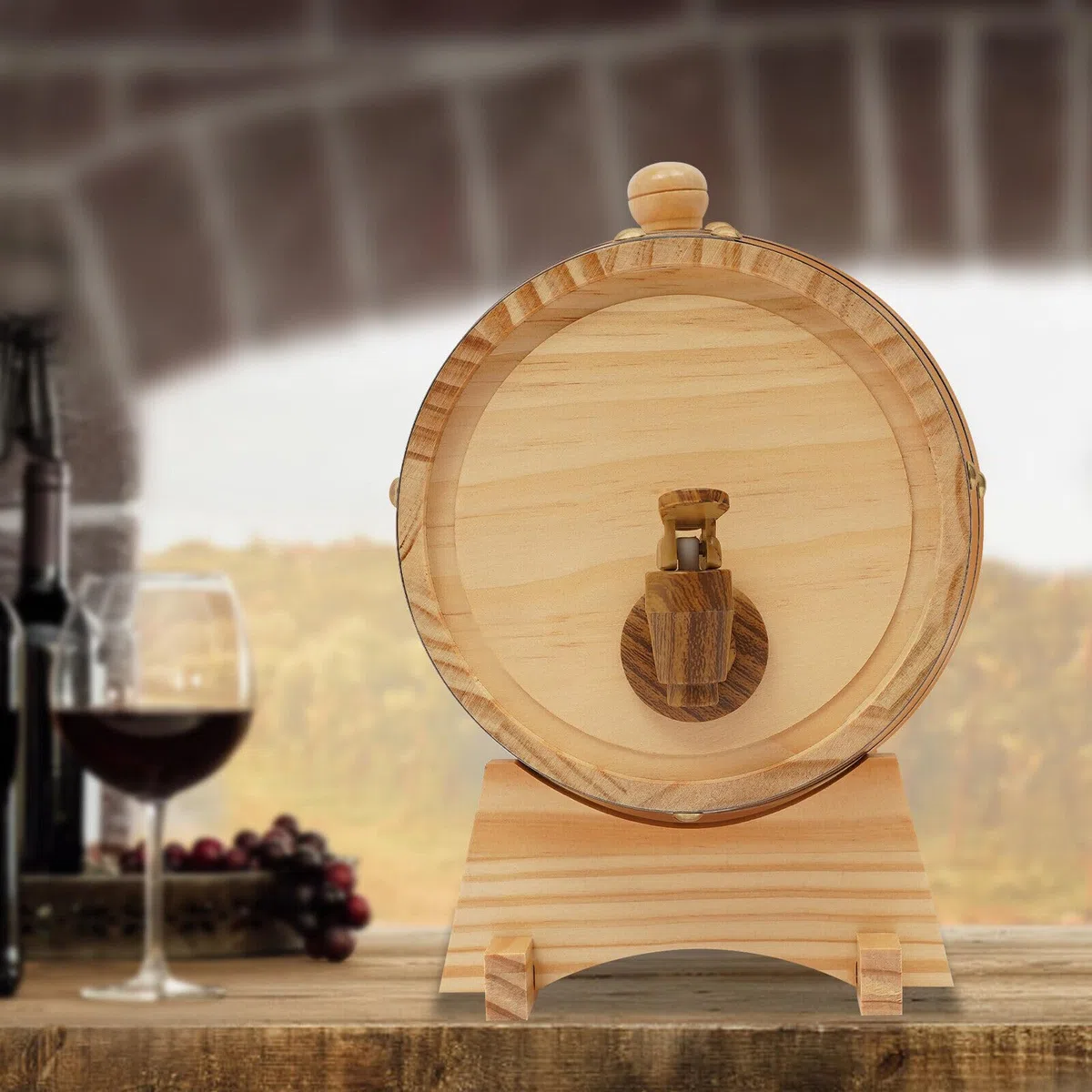Botte di legno da 3 l, 5 l, per vino, in legno di pino, per la conservazione di whisky, bourbon e rum (extra, litri, 3)
