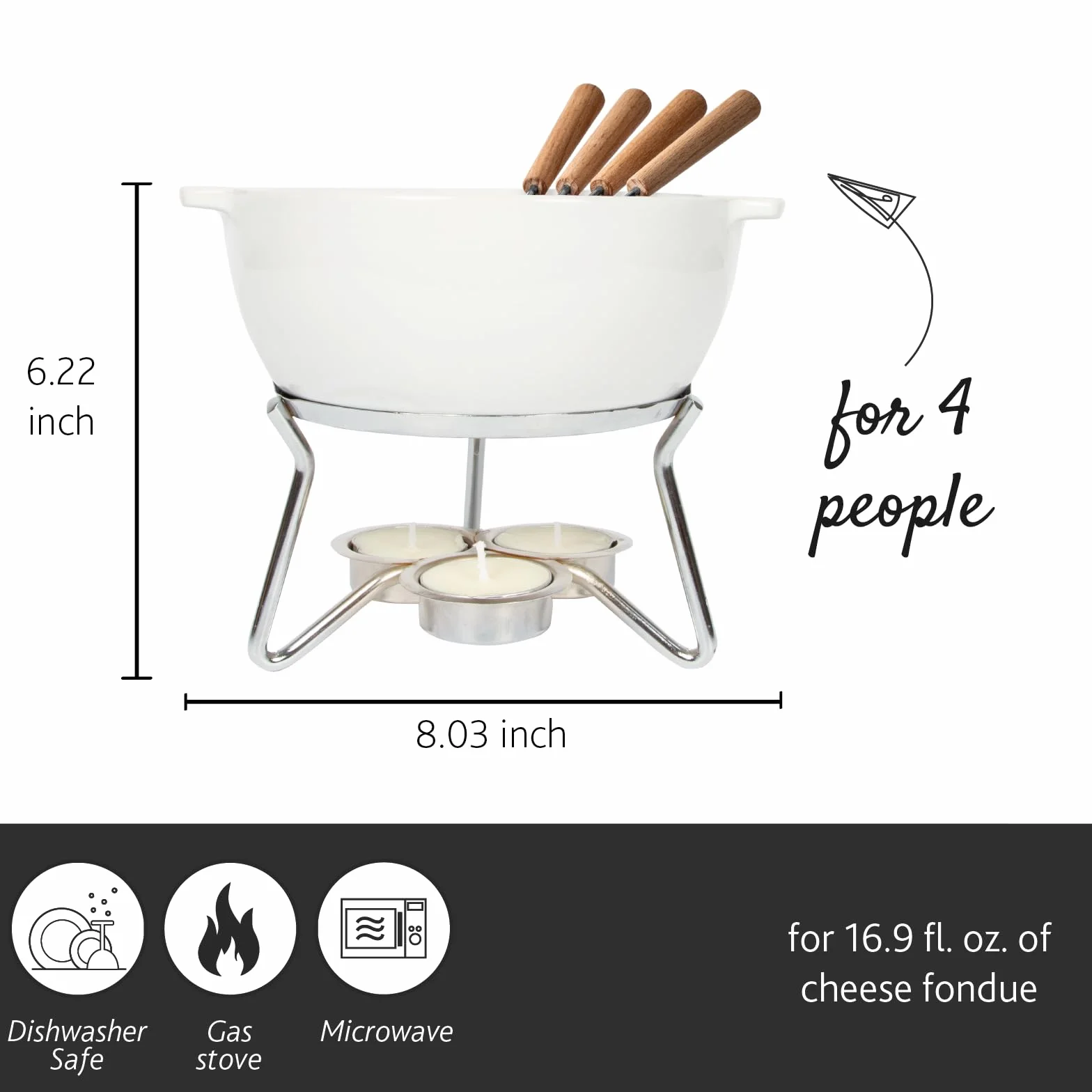Boska Set per la bourguignonne Party/Adatto per il microonde/Ceramico/Stuzzichini per 4 persone/Bianco / 750 ml