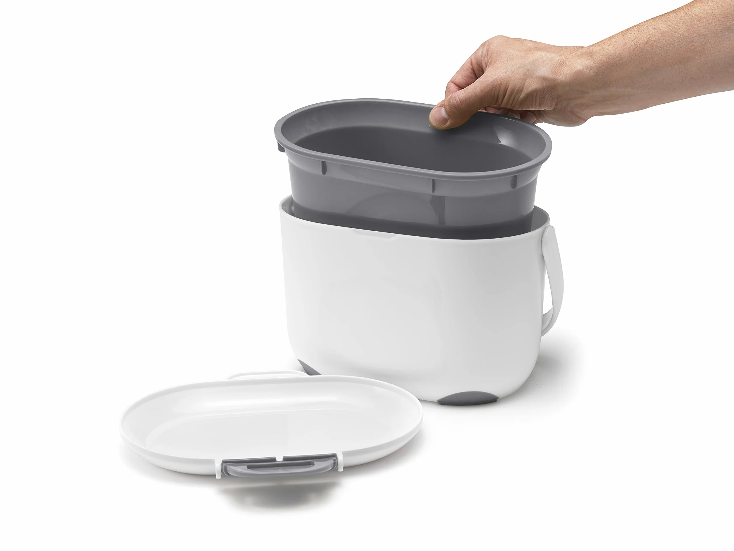 Addis - Contenitore da Cucina per Compost, 2,5 l, Colore: Bianco/Grigio