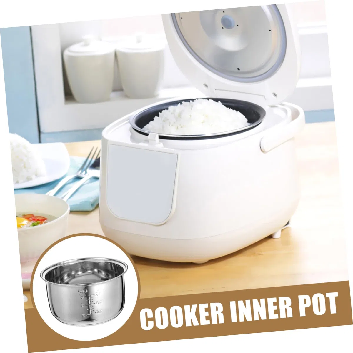 Hemobllo Pentola Interna Accessorio Facile da Pulire da 3l per Cuociriso in Acciaio Inossidabile Versatile per Cucina e Ufficio per Cucina e Ufficio