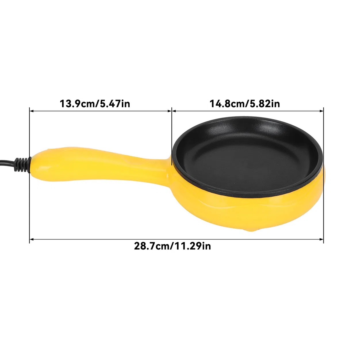 Padella Pancake Elettrica, Padella Multifunzione per Mini Uova da 350 W con Manico Padella Antiaderente per Hamburger Bistecca Colazione, per Campeggio in Dormitorio