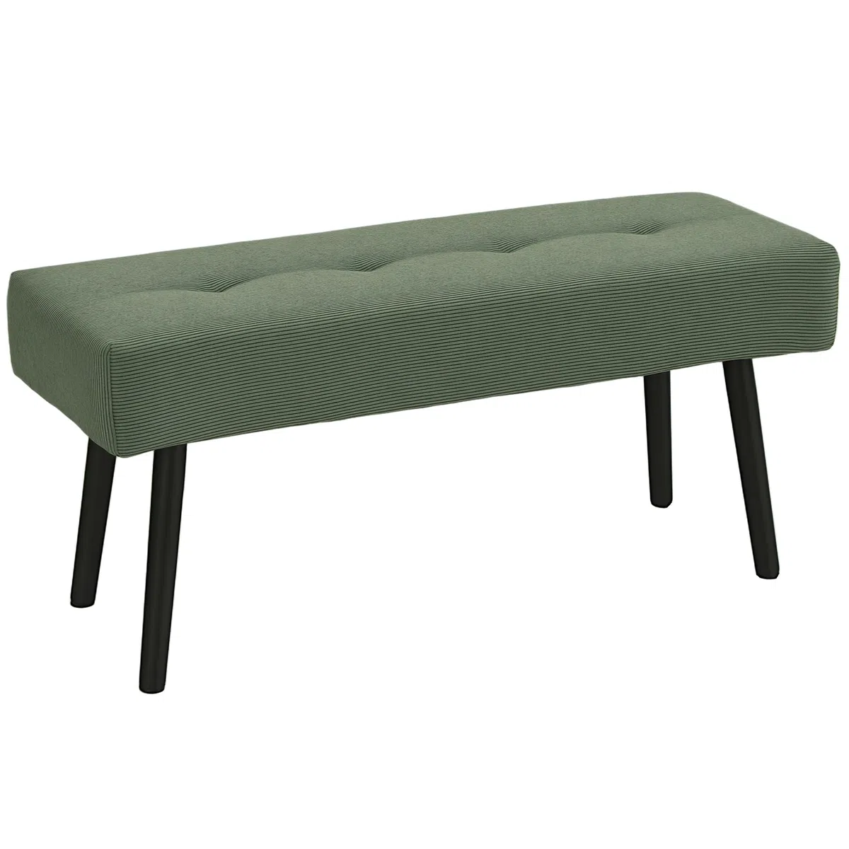 HOMCOM Panca per panca moderna con testiera imbottita in velluto a coste e gambe in acciaio nero, ideale per ingresso, soggiorno, camera da letto, carico 220 kg, 100 x 36 x 45 cm, verde