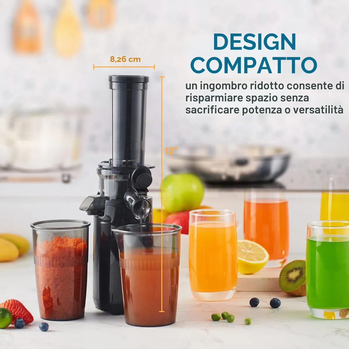 Elite Gourmet EJX600 spremiagrumi compatto da masticare, spremiagrumi a freddo, ricco di sostanze nutritive e vitamine, facile da pulire, 16 once, colore: antracite
