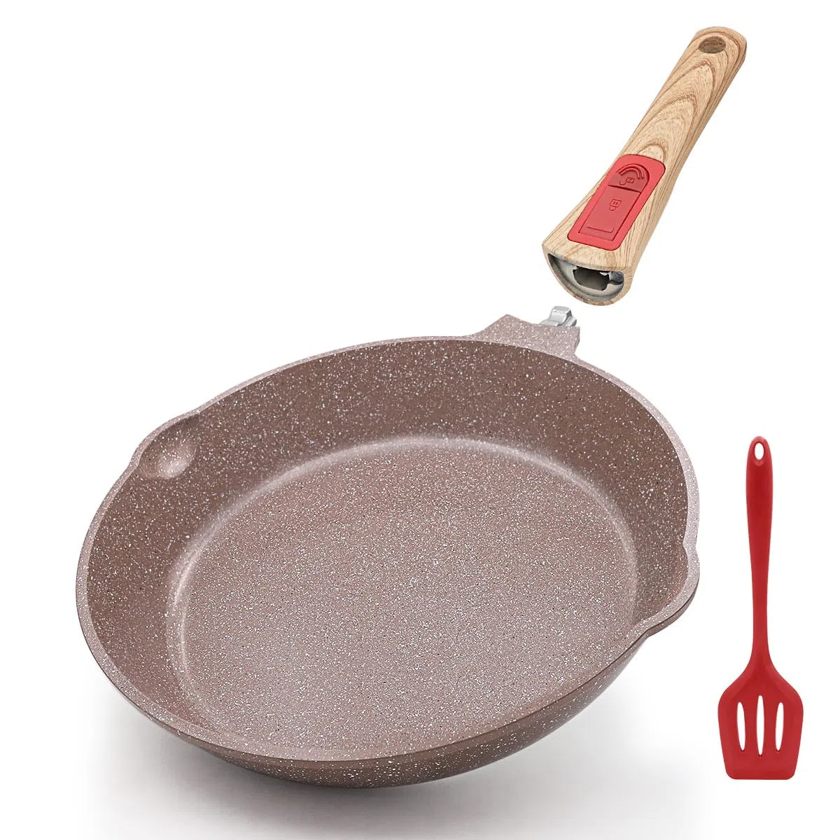 AIKENBBKK padella in ceramica, set di 3 padelle 26/28 cm con manico rimovibile, set di padelle con rivestimento in ceramica, resistente al forno, lavabile in lavastoviglie