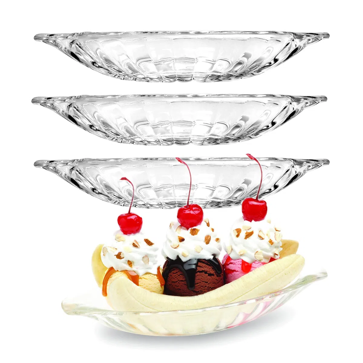 Banana Split Dish Boat, Ice Cream Sundae Piatto, Piatti Dessert Chiaro 4 Set 180ml