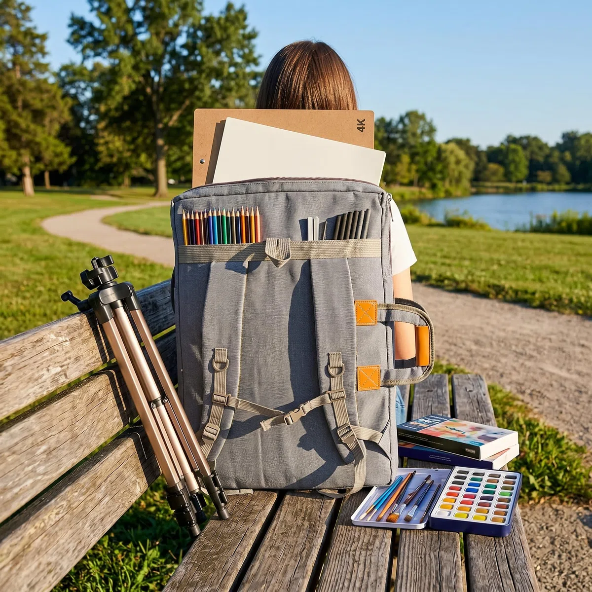 HEEPDD Borsa per tela da disegno, 4K Grande funzione di moltiplicazione 66 x 50 cm Borsa da esterno impermeabile per lavagna da disegno per disegnare schizzi di pittura(Grigio)