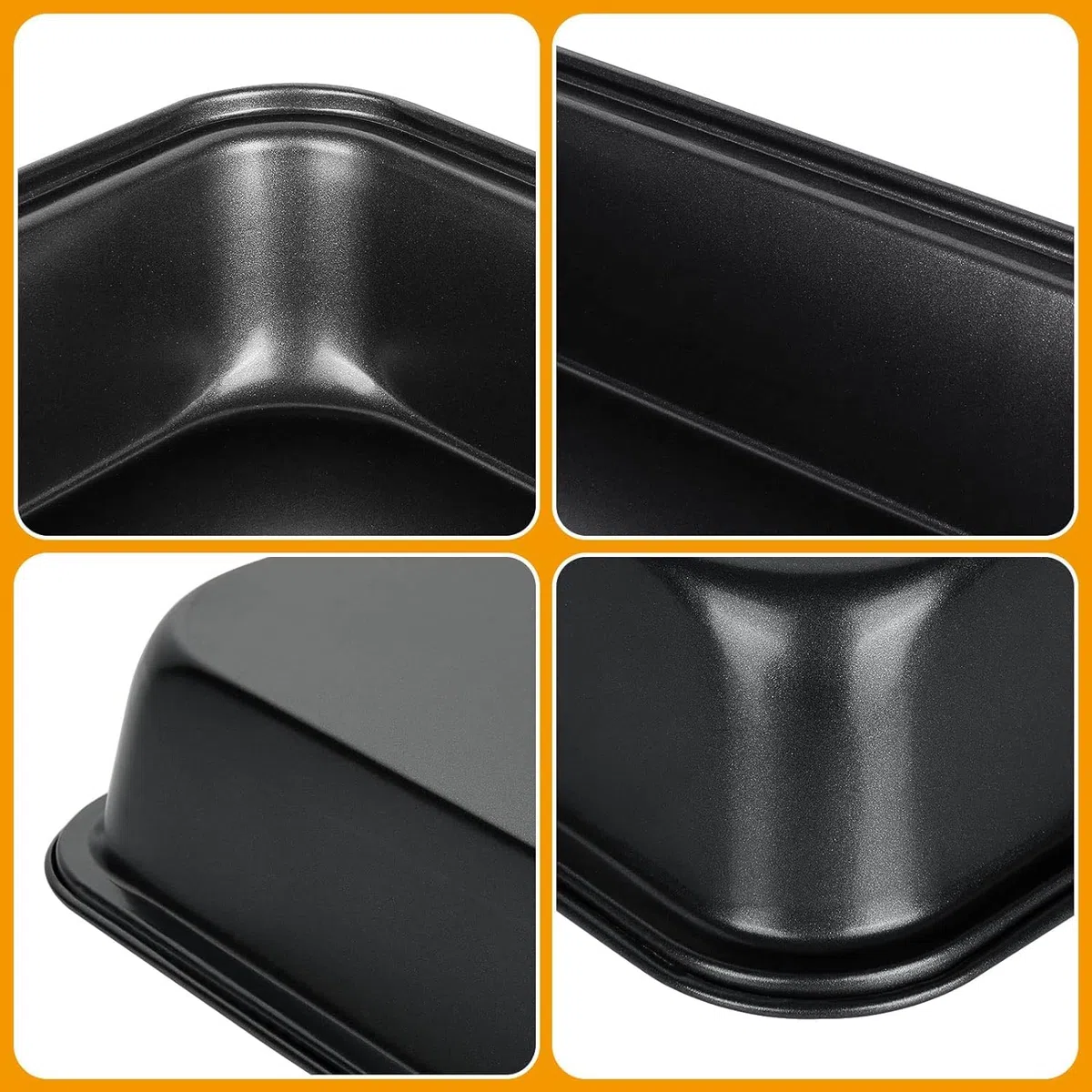 Set di 4 Teglie da Forno Rettangolari Antiaderenti, 3 Dimensioni in Carbon Steel Senza PFOA, Piastre per Arrostire, Cuocere e Servire, Nero