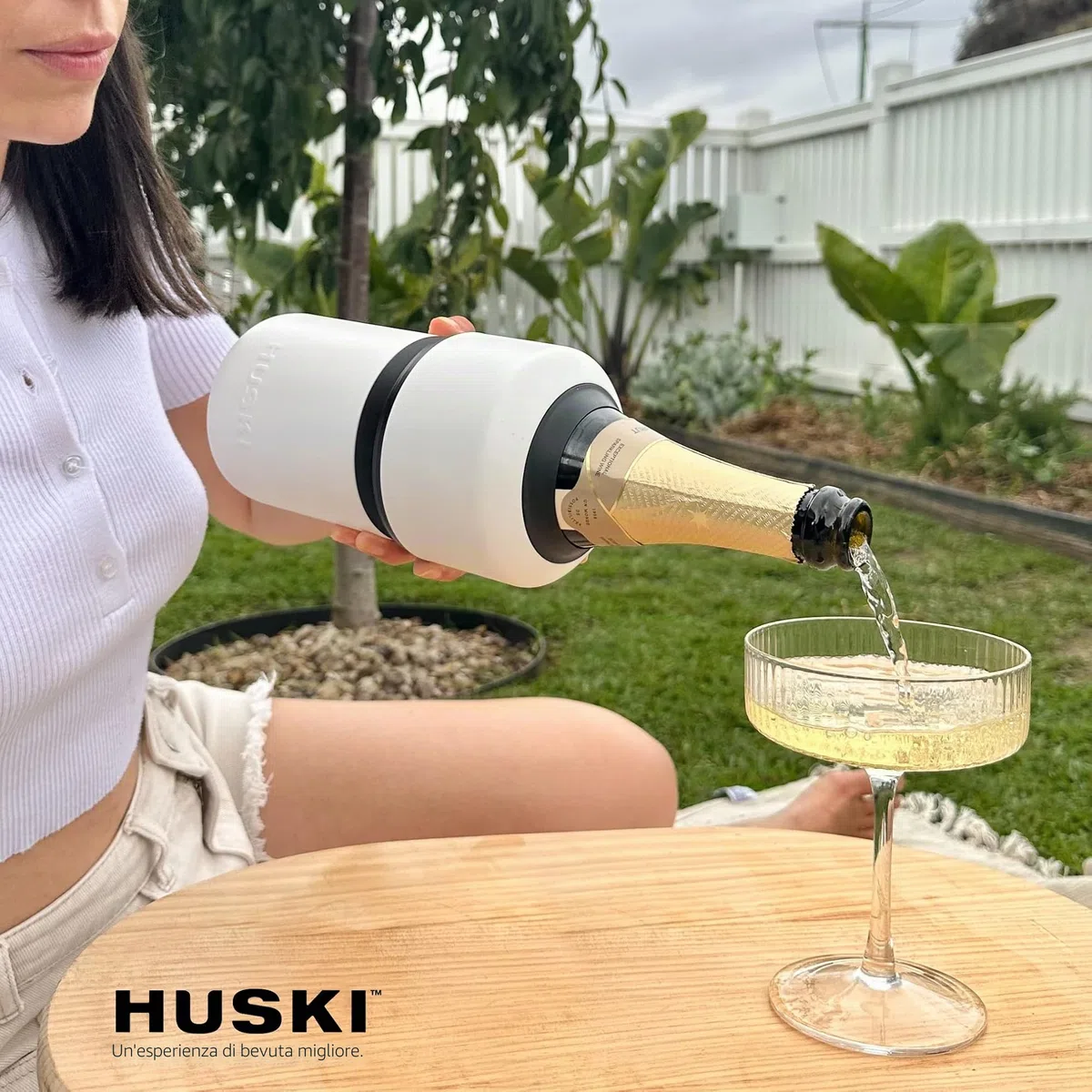 Huski Refrigeratore per vino senza ghiaccio di alta qualità, mantiene il vino freddo fino a 6 ore, design premiato, accessorio per vino, si adatta ad alcune bottiglie di champagne (acciaio spazzolato)