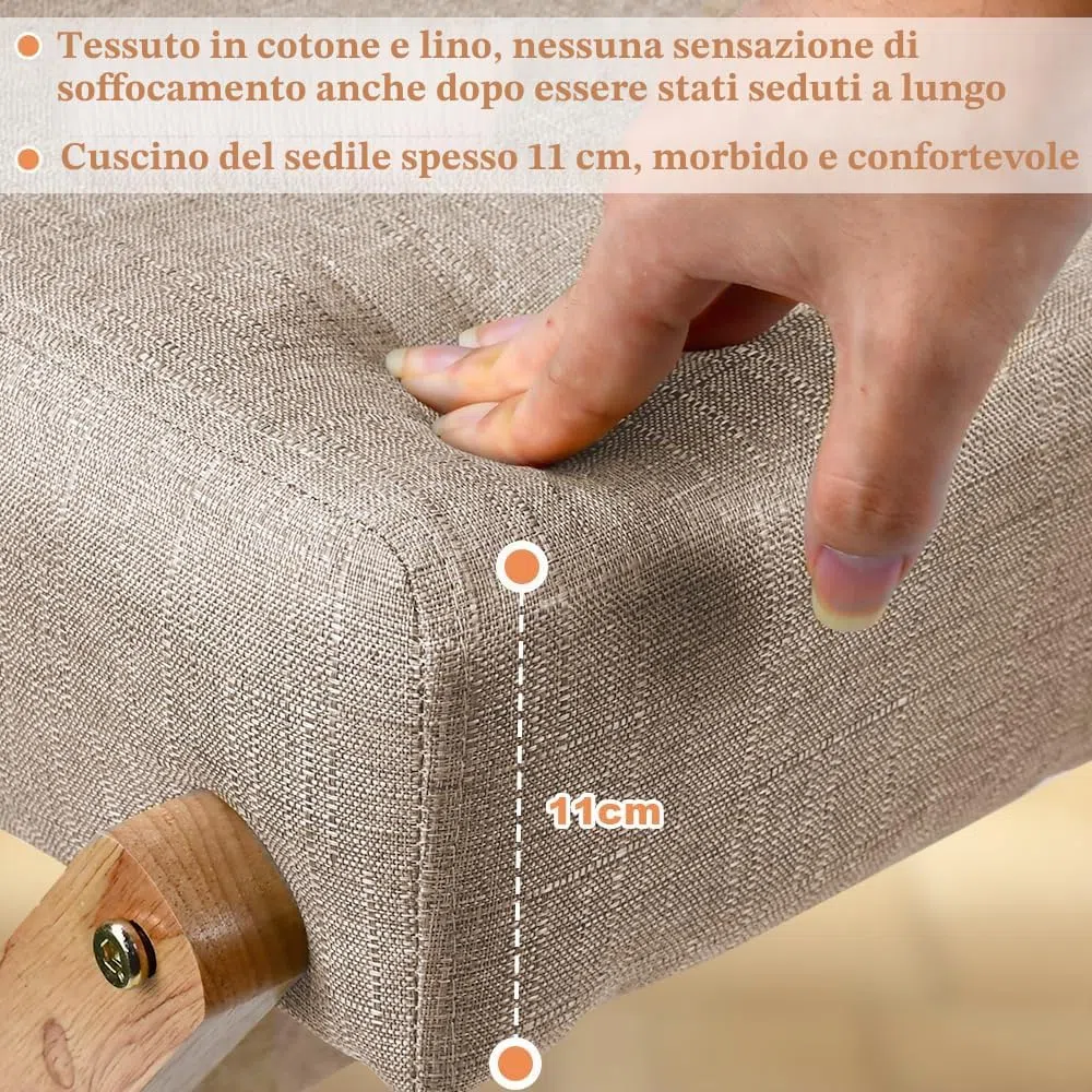 Pouf Poggiapiedi Divano, Ottomana Rettangolare con Seduta Imbottita, Poggiapiedi Morbido con Gambe in Legno, Sgabello Basso Moderno, Poggiapiedi da Ufficio, Soggiorno e Camera da Letto - Bianco