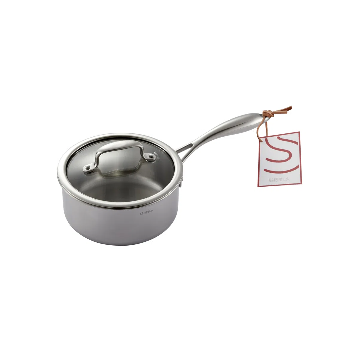 Pentola in acciaio inox a 5 strati con coperchio in vetro, 16 cm, adatta a tutti i piani cottura